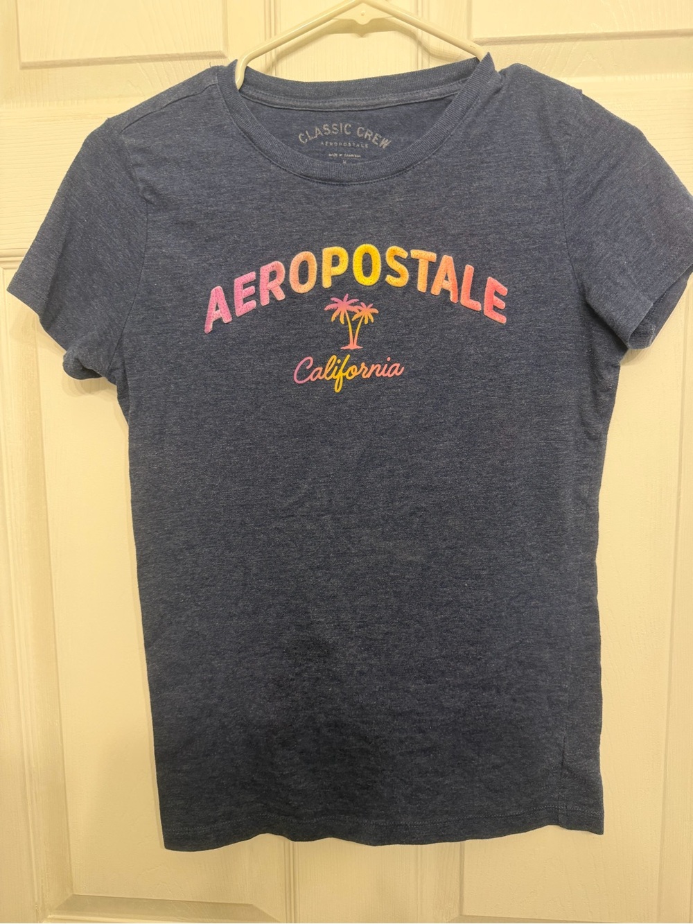 Aeropostale Navy Tee with Pink and Yellow Logo